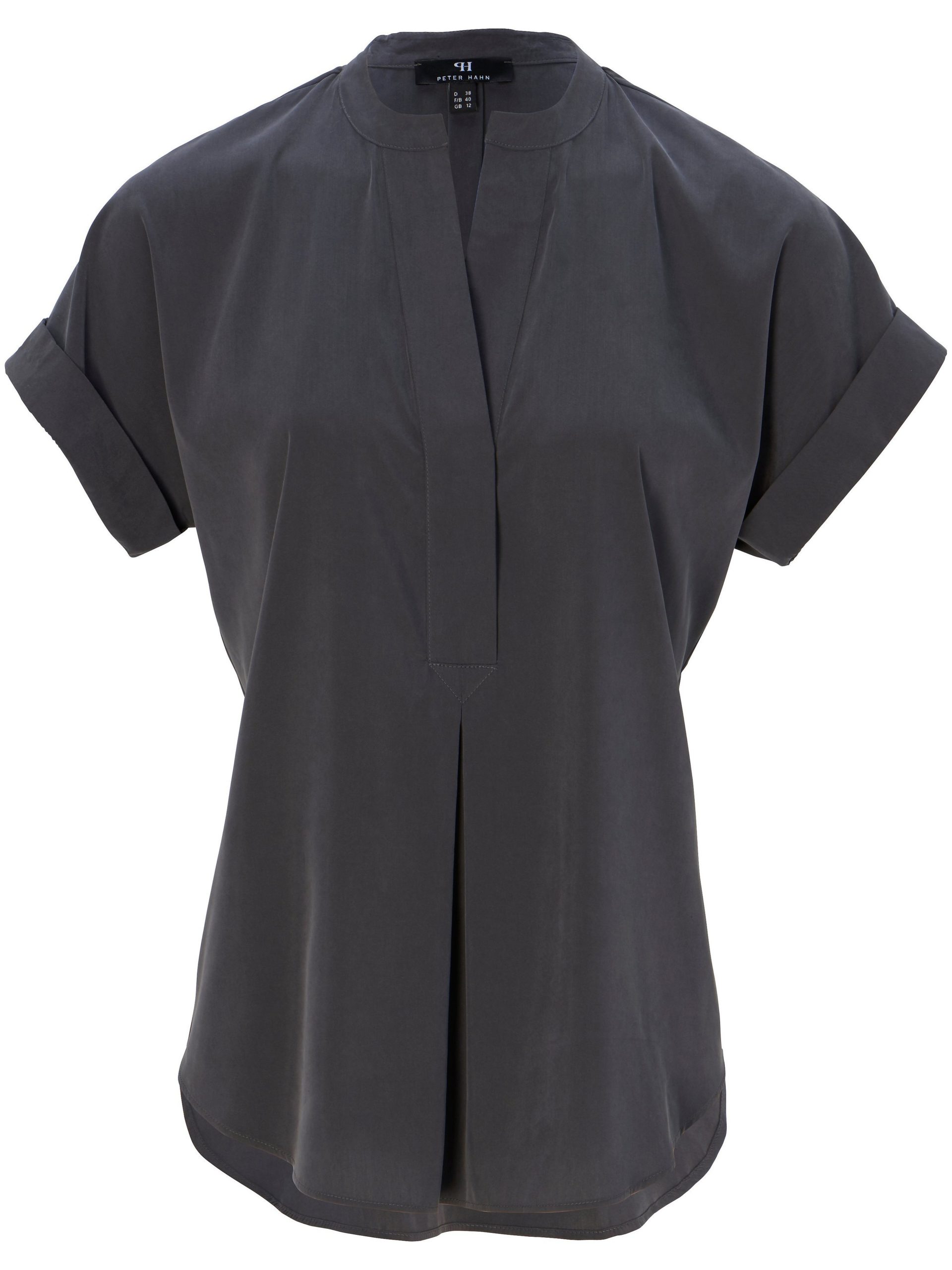 Shirtblouse met korte omslagmouwen Van Peter Hahn grijs Kopen